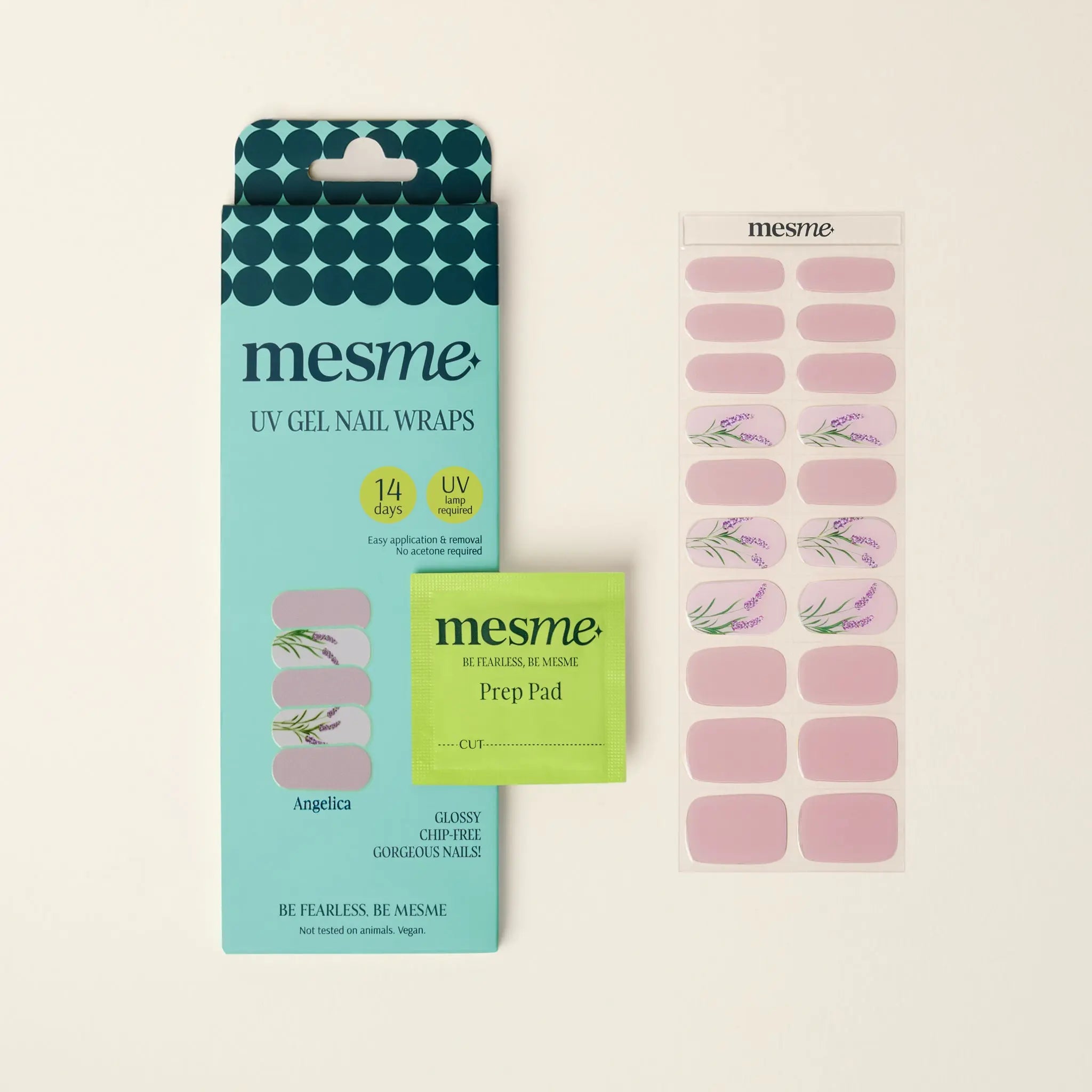 mesme Angelica Pink 14-Day UV Gel Nail Wraps — Packaging