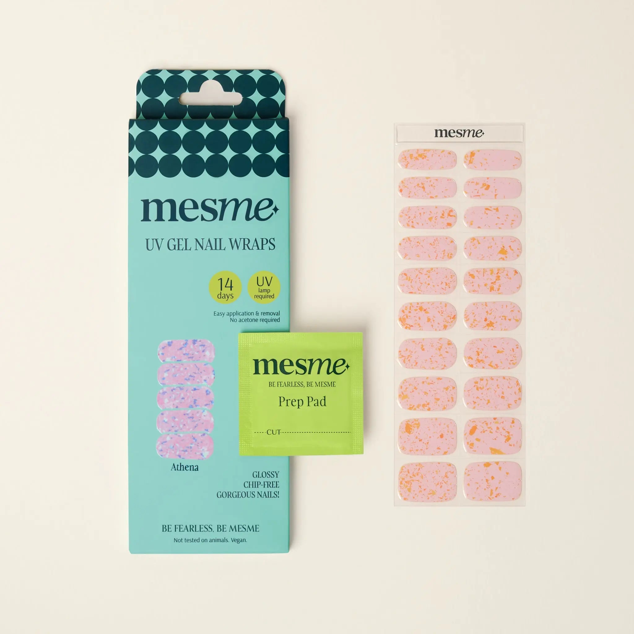 mesme Athena Pink 14-Day UV Gel Nail Wraps — Packaging