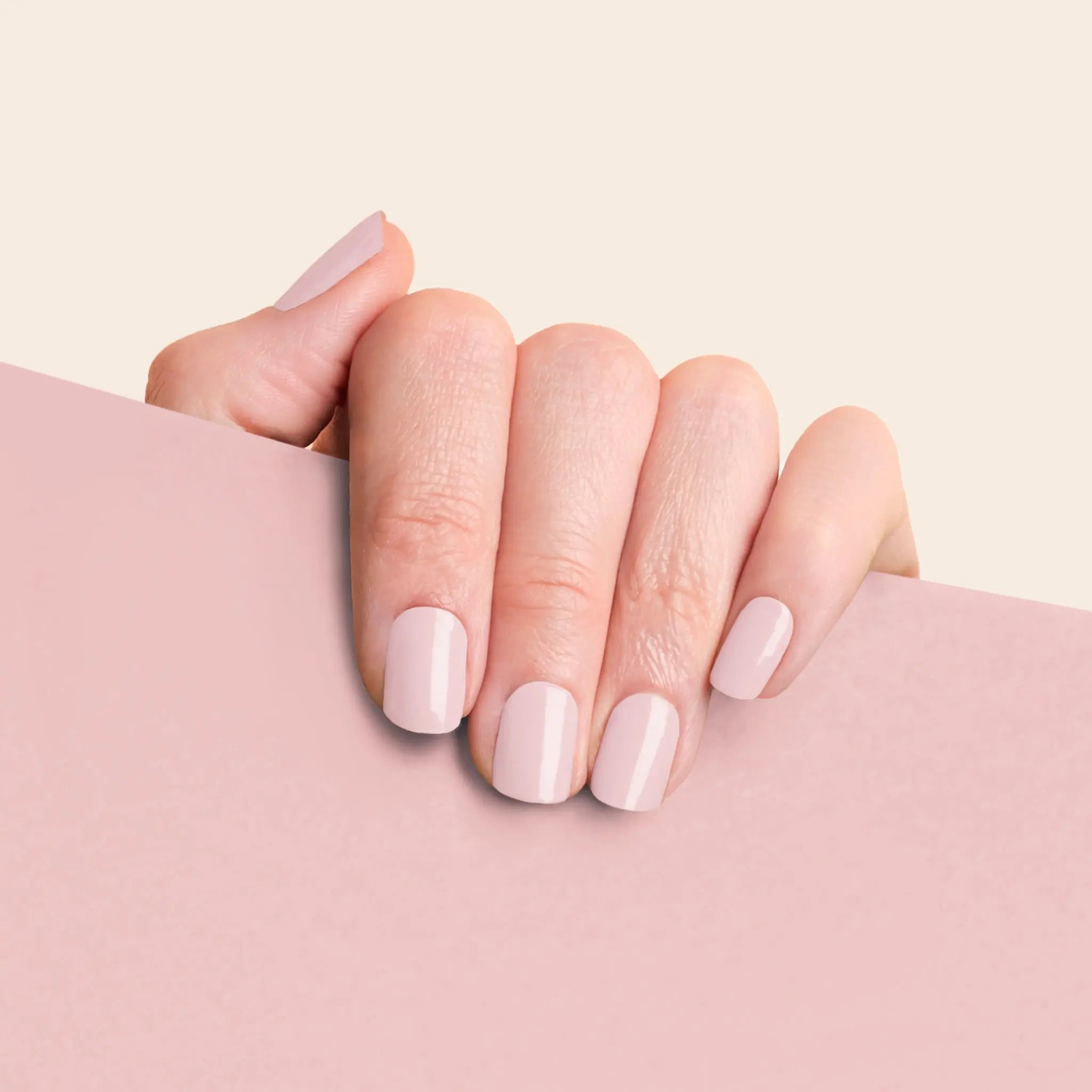 mesme Cosmina Pale Pink 14-Day UV Gel Nail Wraps On Hand