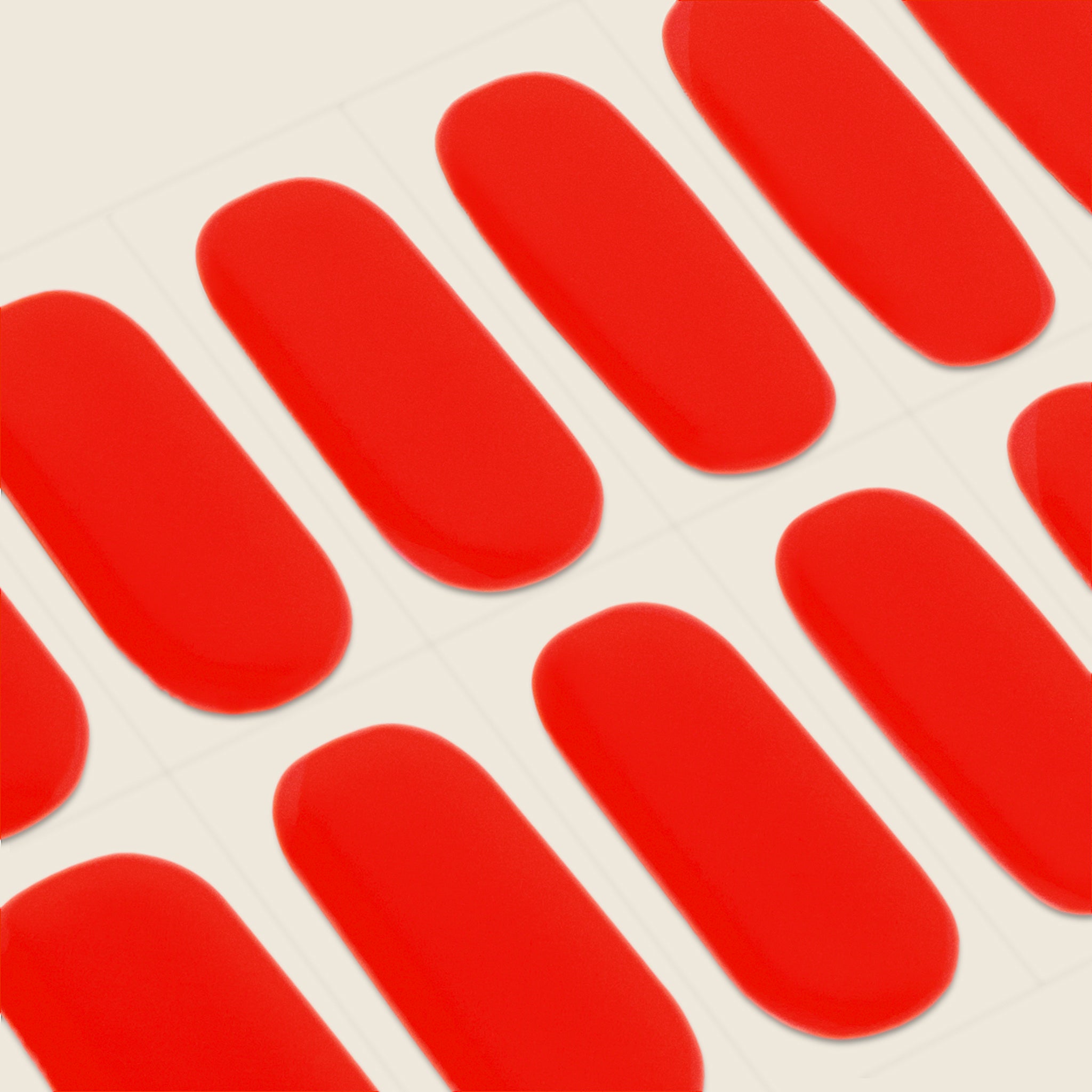 mesme Danielle Classic Red 10-Day UV-Free Nail Wraps — Strip Sheet Close-Up