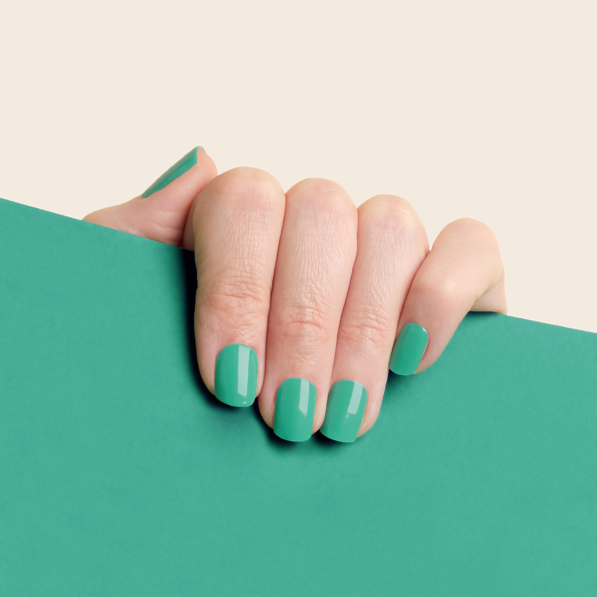 mesme Fei Jade Green 10-Day UV-Free Nail Wraps On Hand