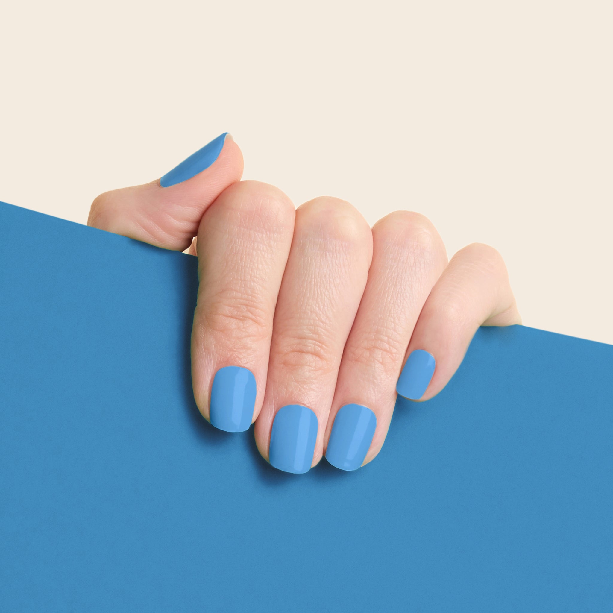 mesme Gemma Sky Blue 10-Day UV-Free Nail Wraps On Hand