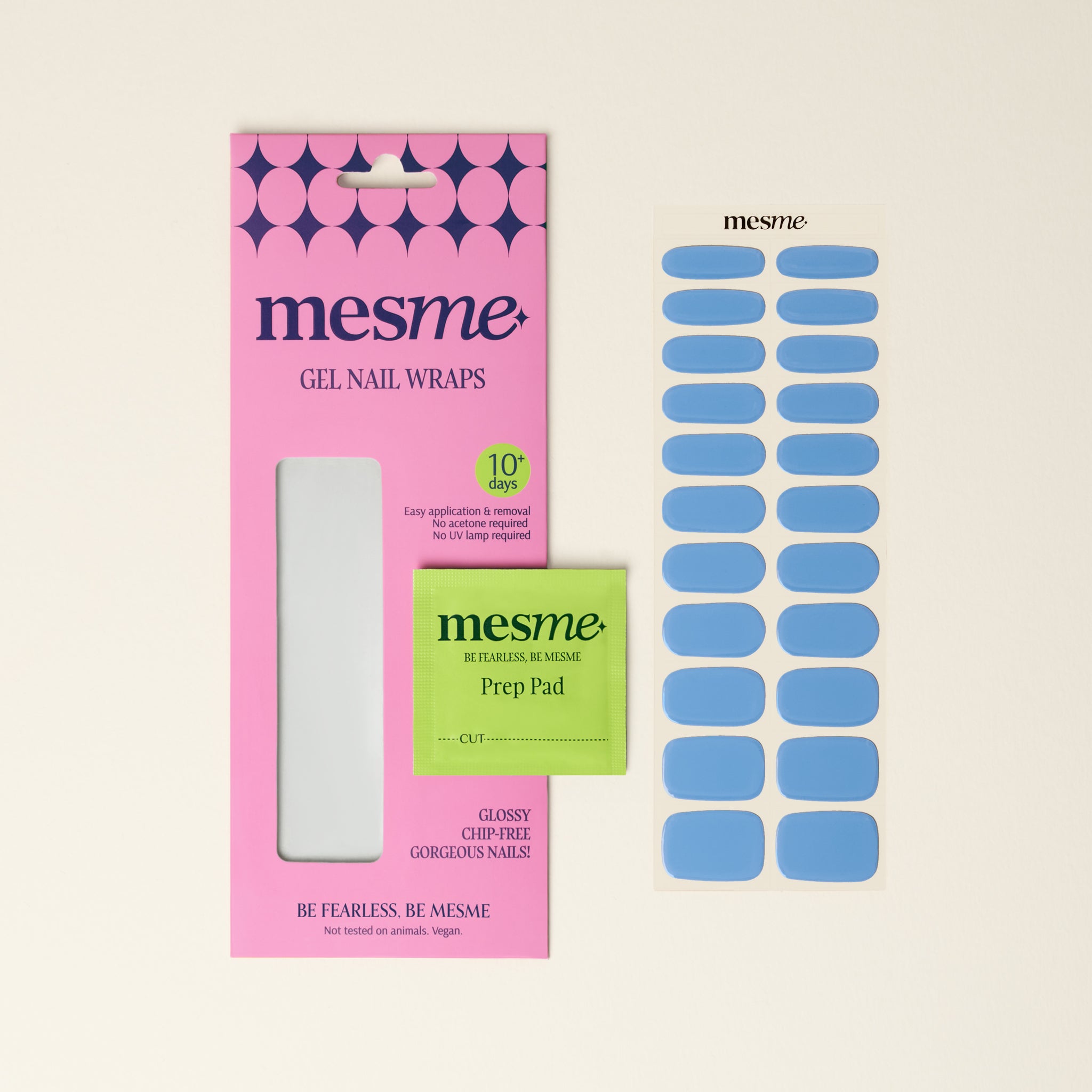 mesme Gemma Sky Blue 10-Day UV-Free Nail Wraps — Packaging