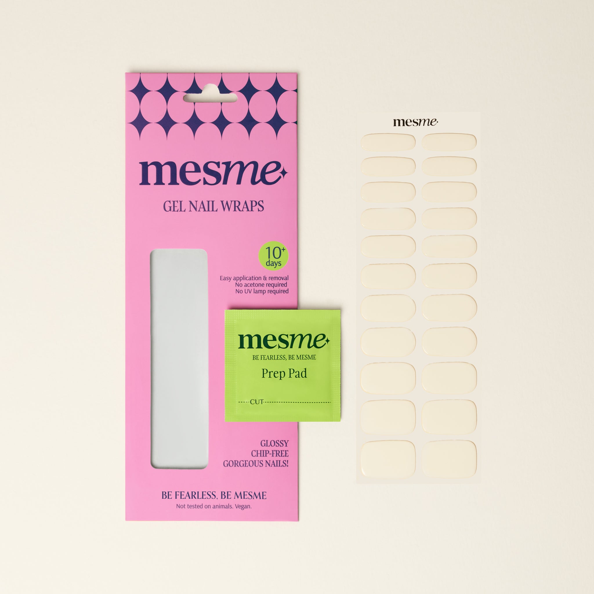 mesme Hannah Ivory Nude 10-Day UV-Free Nail Wraps — Packaging
