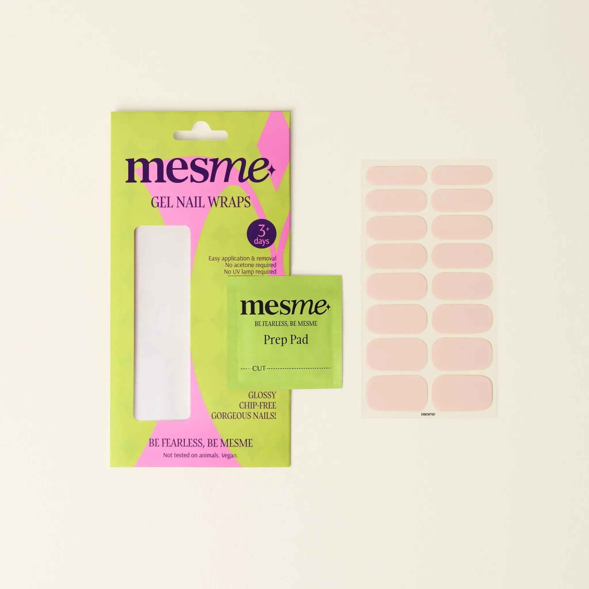 mesme Isa Pink 3+ Day UV-Free Gel Nail Wraps — Packaging