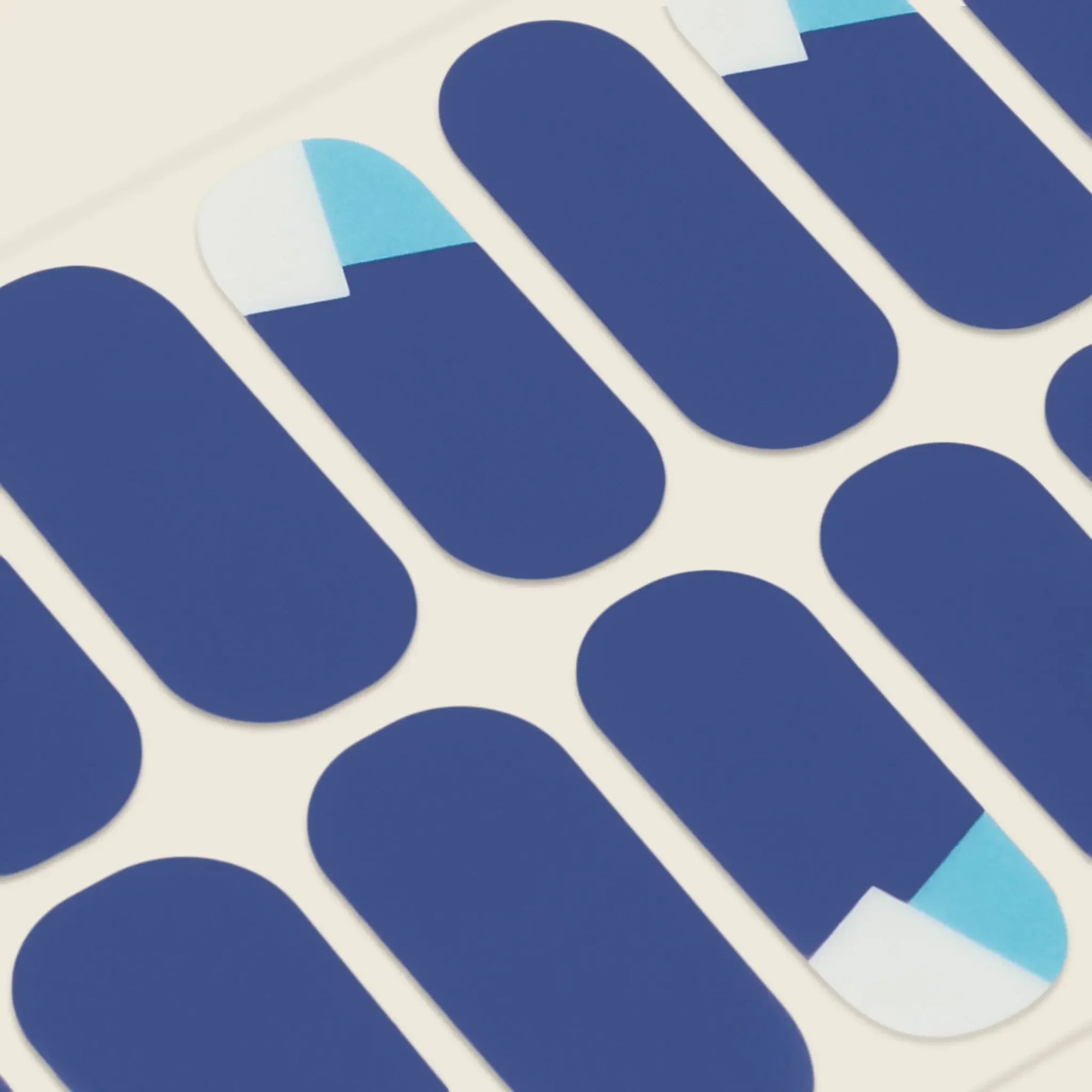 mesme Jess Navy & Blue 3+ Day UV-Free Gel Nail Wraps — Strip Sheet Close-Up