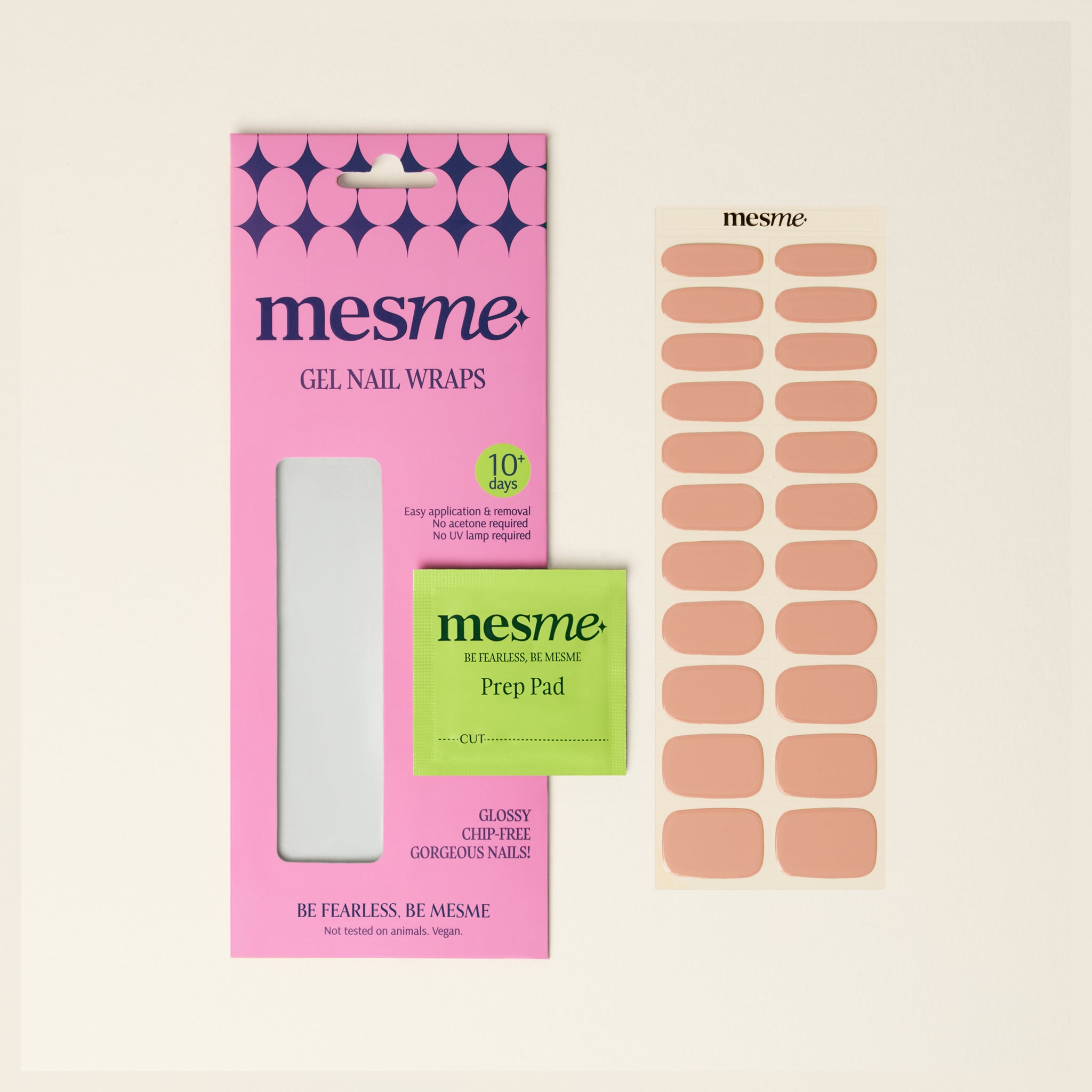 mesme Kumiko Beige Nude 10-Day UV-Free Nail Wraps — Packaging
