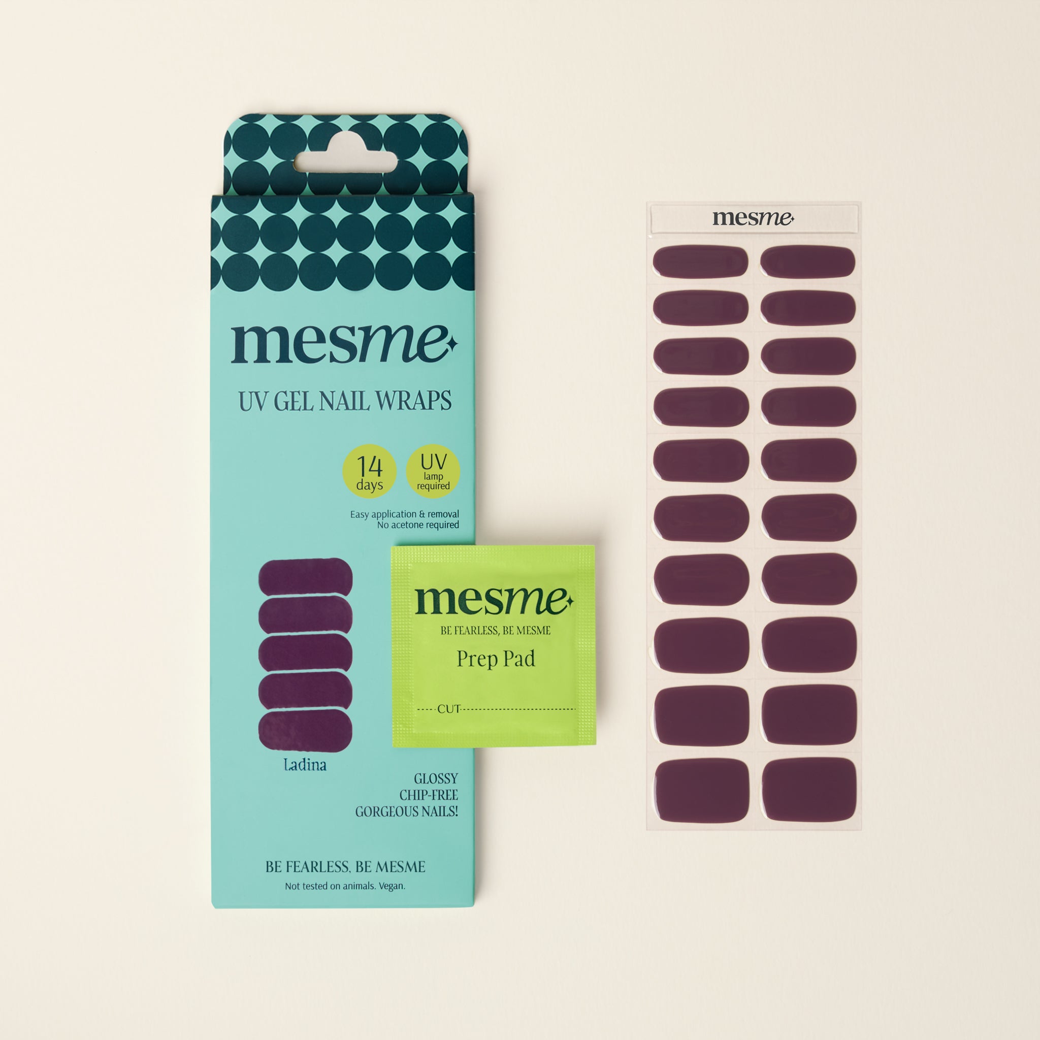 mesme Ladina Purple 14-Day UV Gel Nail Wraps — Packaging