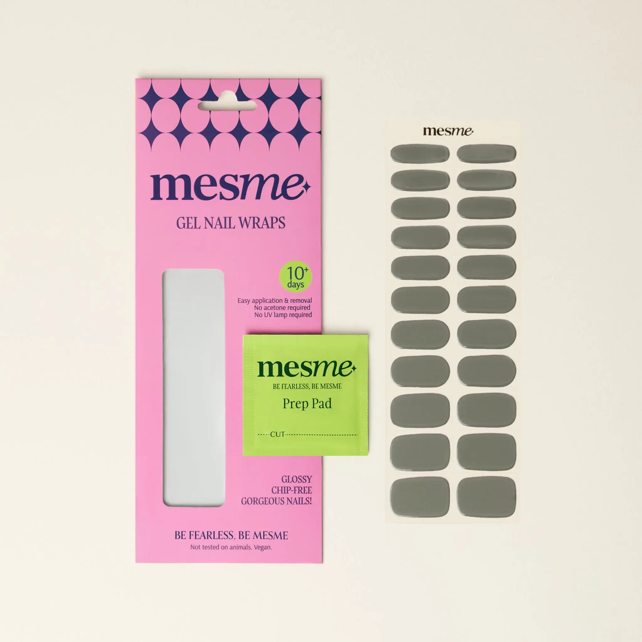 mesme Laura Muted Sage Green 10-Day UV-Free Nail Wraps — Packaging