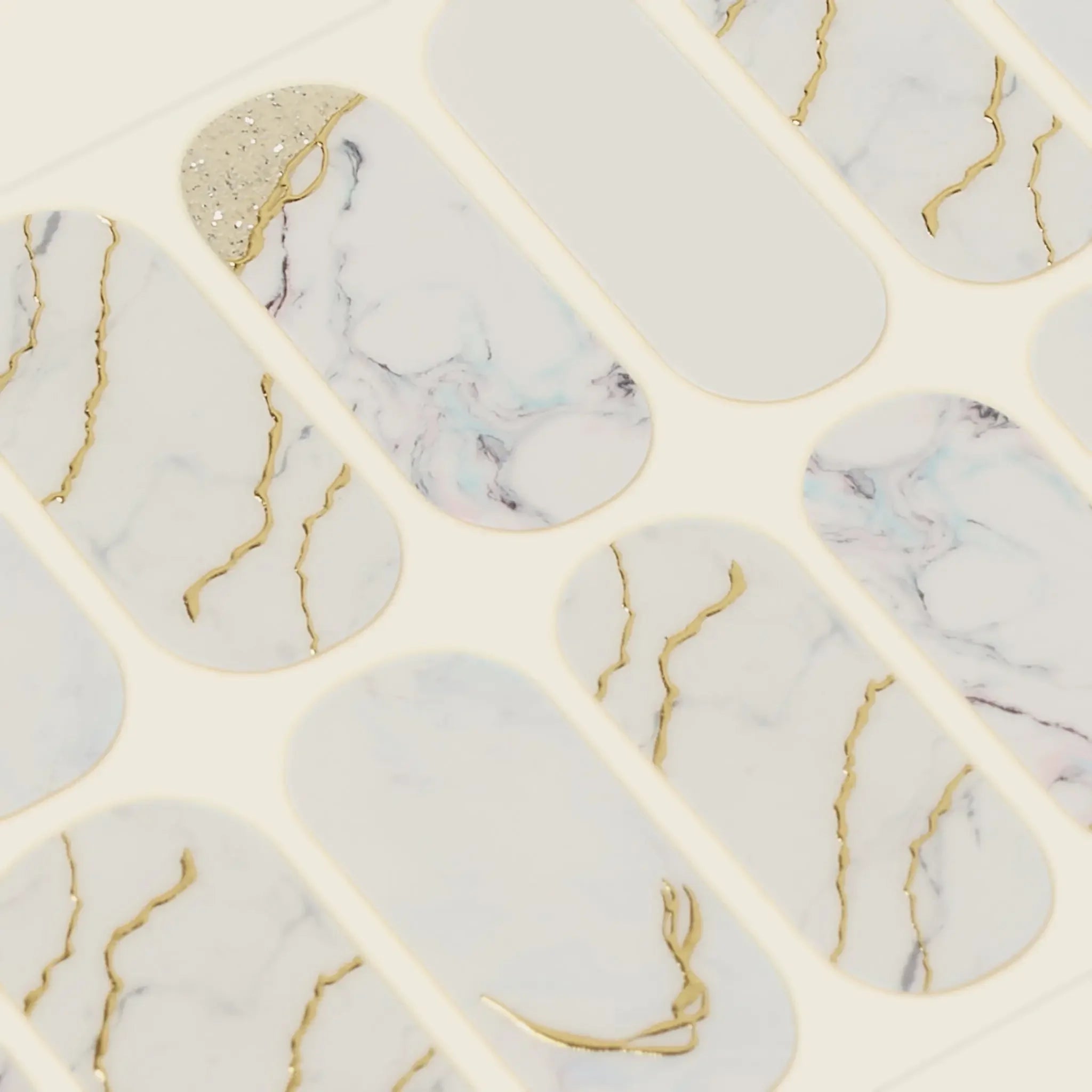 mesme Lilly White 3+ Day UV-Free Gel Nail Wraps — Strip Sheet Close-Up