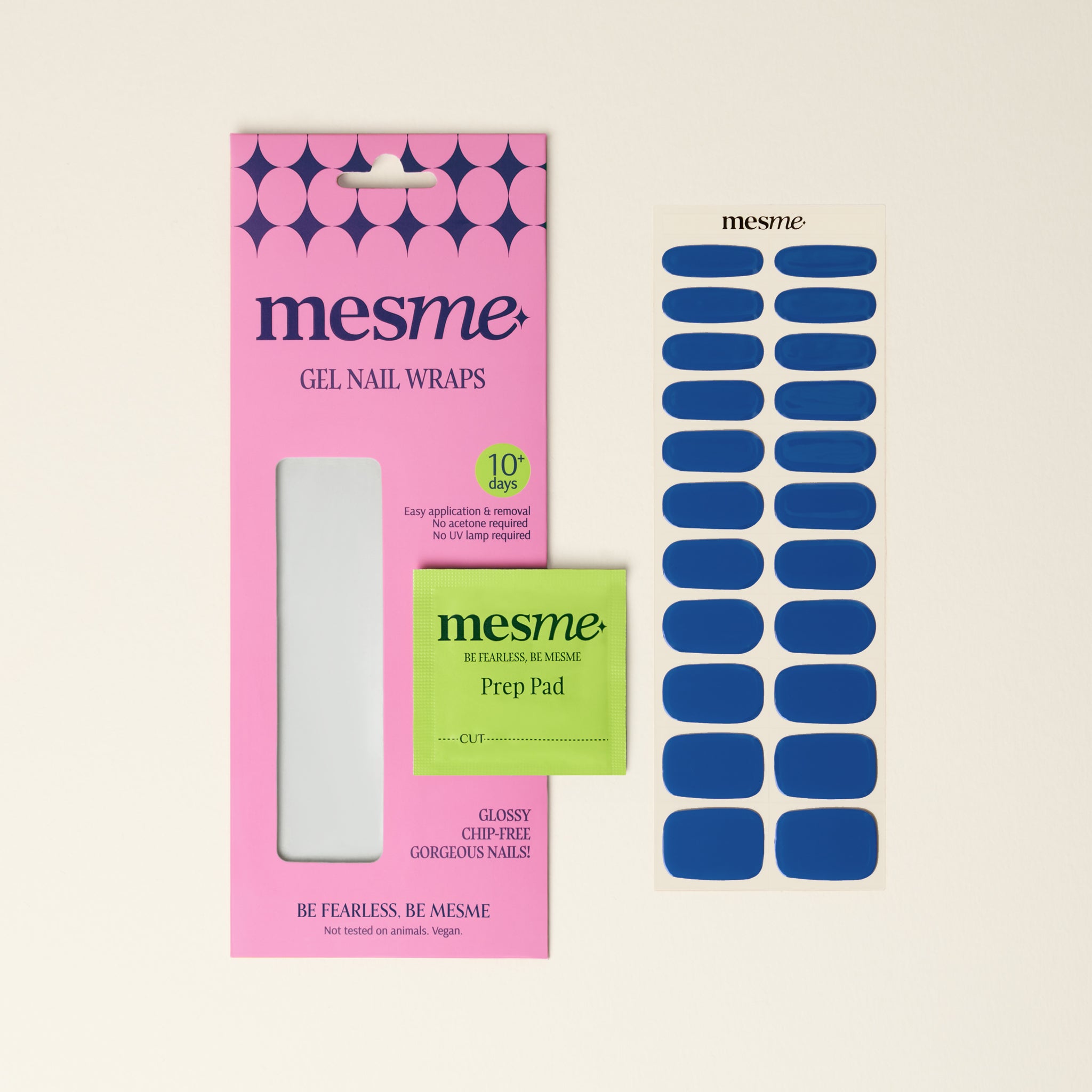 mesme Luisa Cobalt Blue 10-Day UV-Free Nail Wraps — Packaging