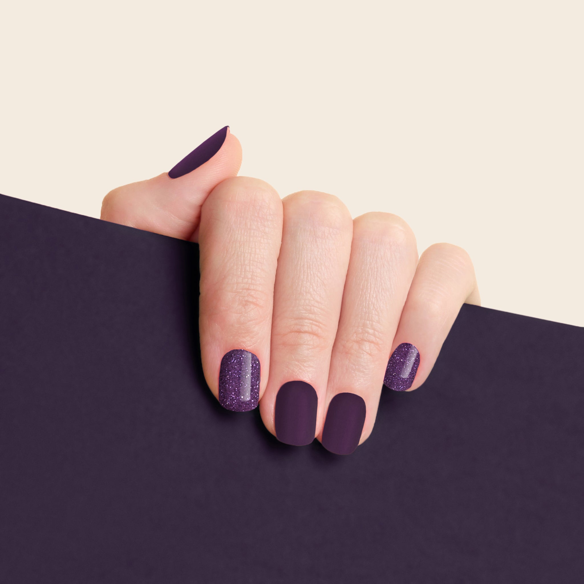 mesme Madeleine Plum Purple 10-Day UV-Free Nail Wraps On Hand