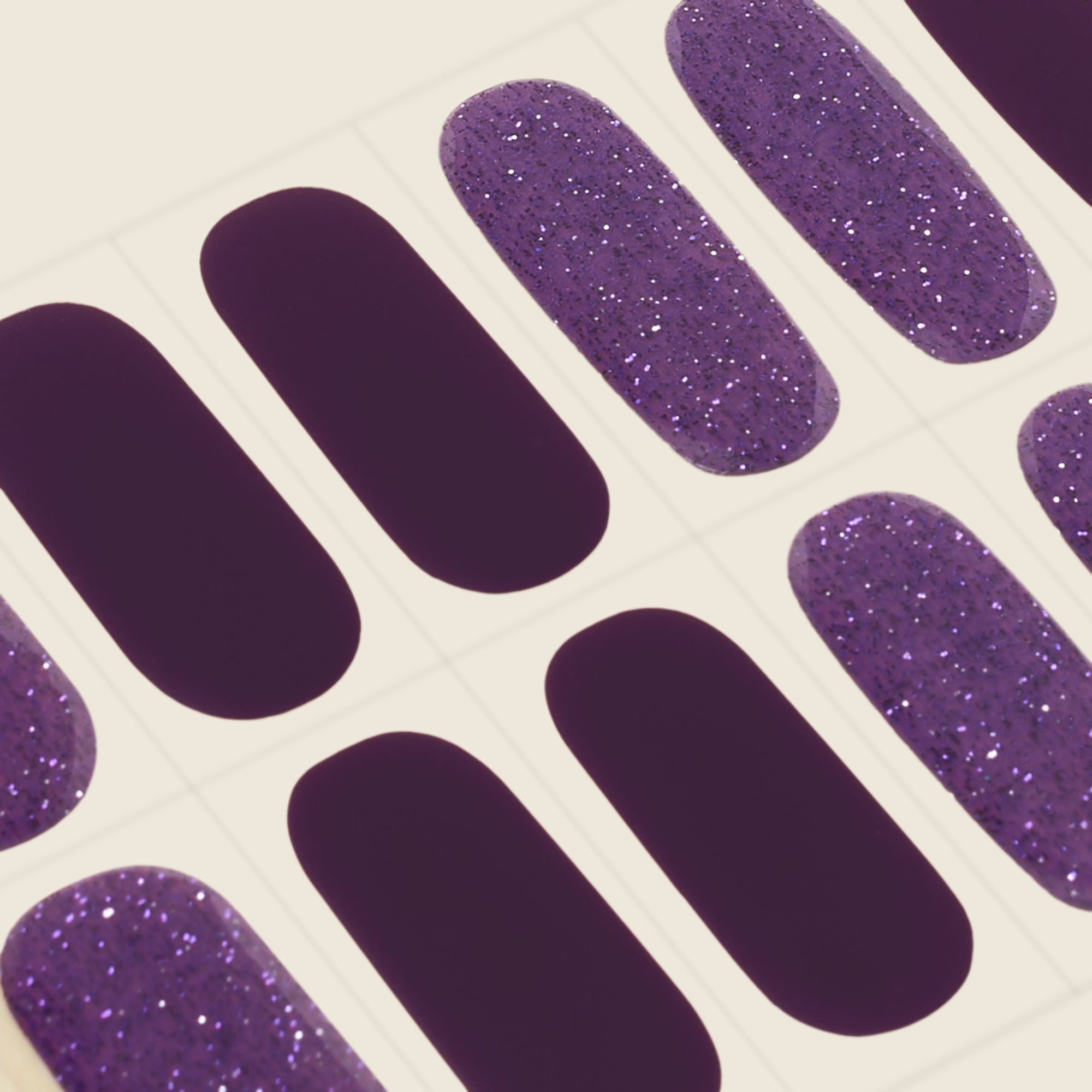 mesme Madeleine Plum Purple 10-Day UV-Free Nail Wraps — Strip Sheet Close-Up