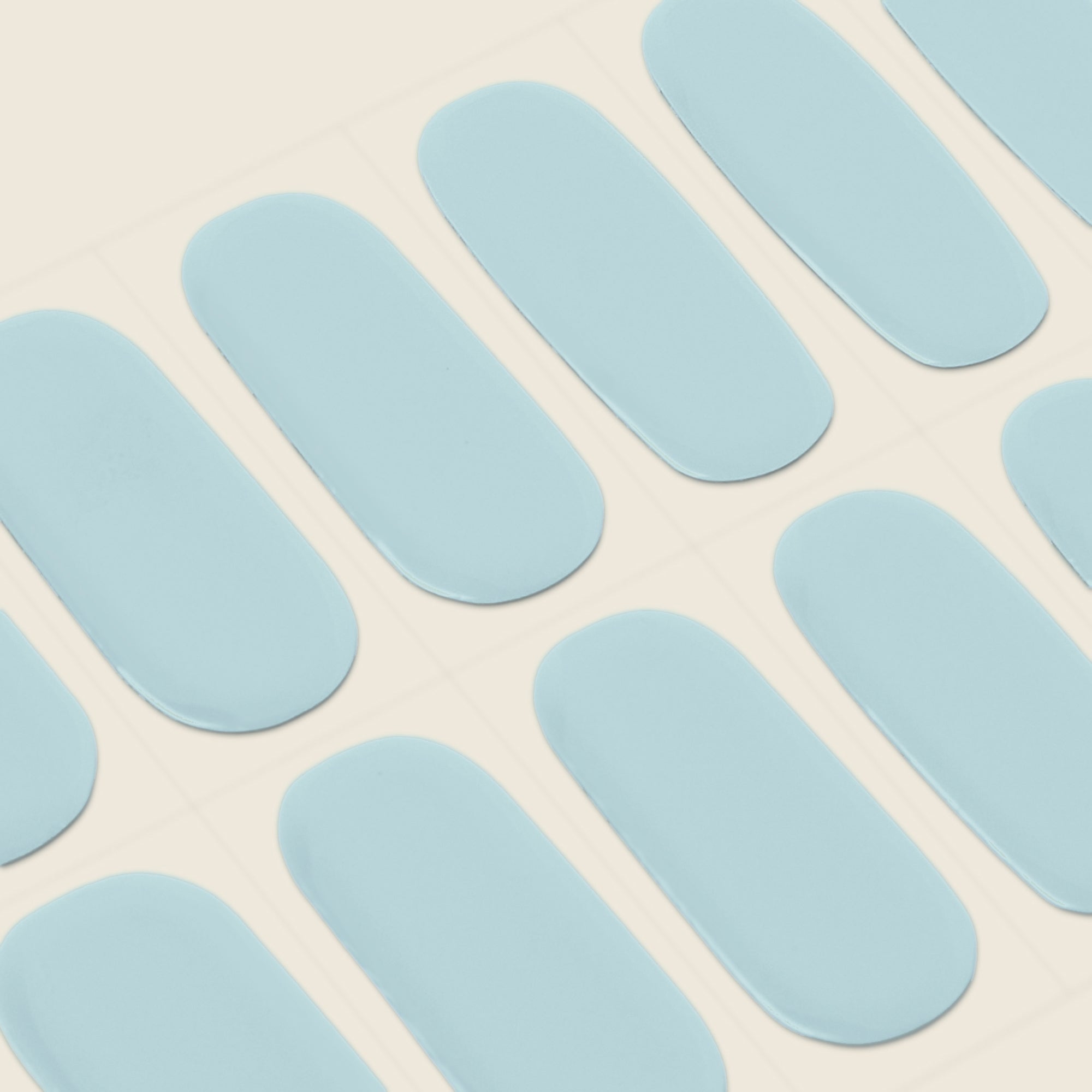 mesme Marianne Powder Blue 10-Day UV-Free Nail Wraps — Strip Sheet Close-Up