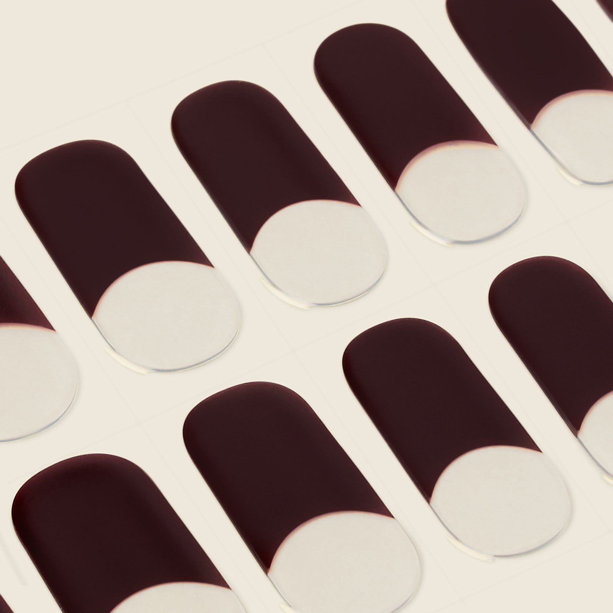 mesme Melissa Burgundy French 14-Day UV Gel Nail Wraps — Strip Sheet Close-Up
