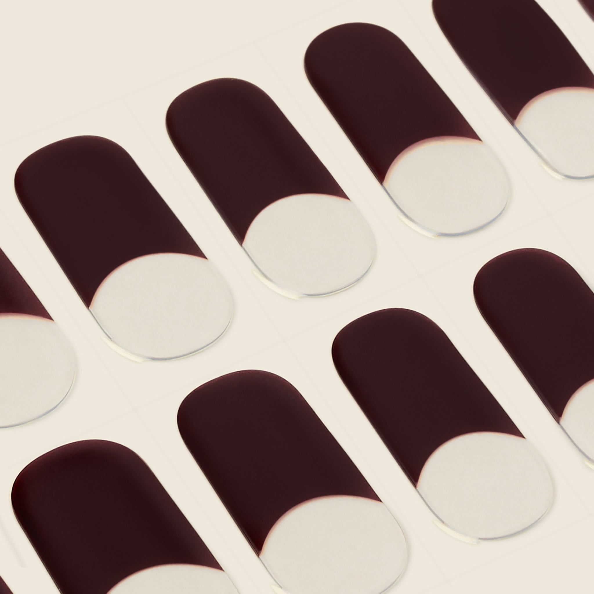 mesme Melissa Burgundy French 14-Day UV Gel Nail Wraps — Strip Sheet Close-Up