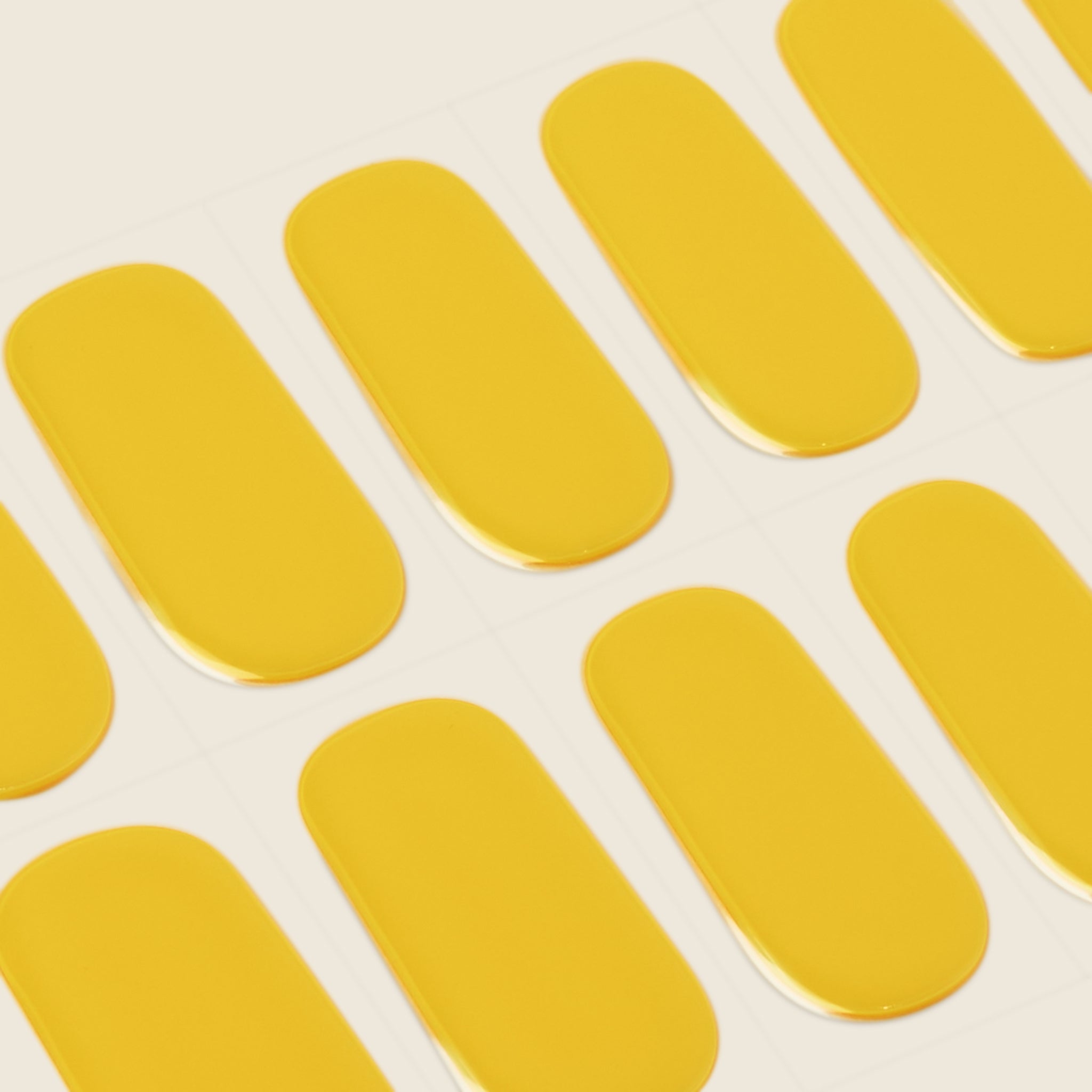 mesme Meri Mustard Yellow 14-Day UV Gel Nail Wraps — Strip Sheet Close-Up