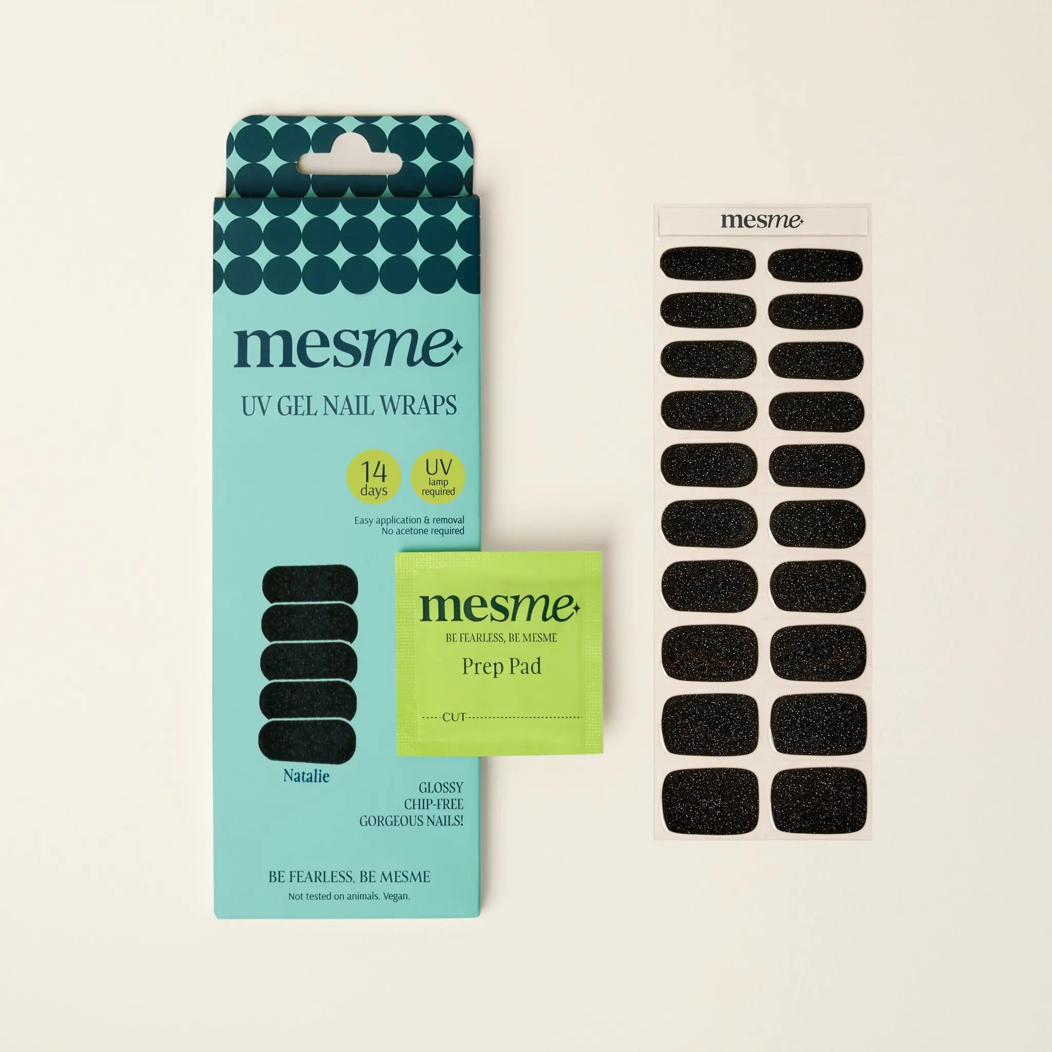 mesme Natalie Black 14-Day UV Gel Nail Wraps — Packaging