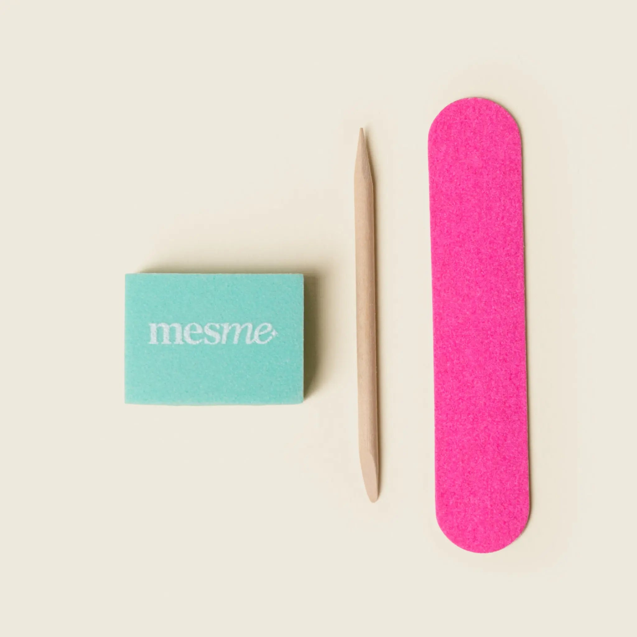 mesme Prep Kit essential nail tools — buffer, file and cuticle stick