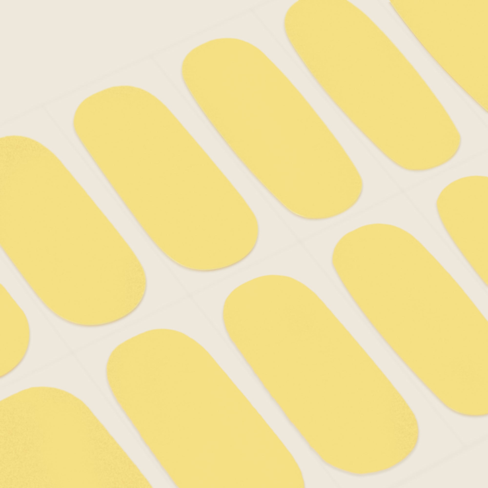 mesme Ramune Pastel Yellow 10-Day UV-Free Nail Wraps — Strip Sheet Close-Up